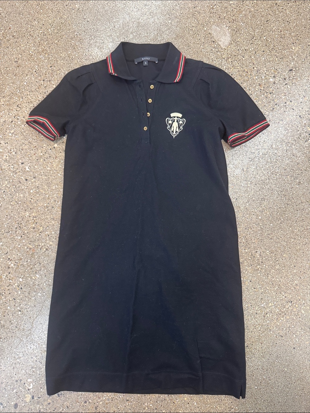Gucci Black Polo Midi Dress with Red and Green Stripe Trim